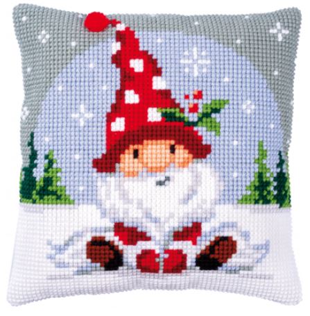 Christmas Gnome on Snow - Cushion