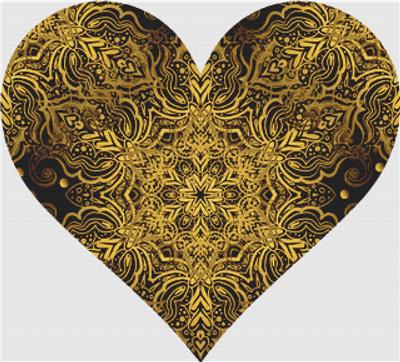 Black and Gold Baroque Heart