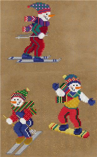 click here to view larger image of Sporty Snowmen Ornaments II (counted cross stitch kit)