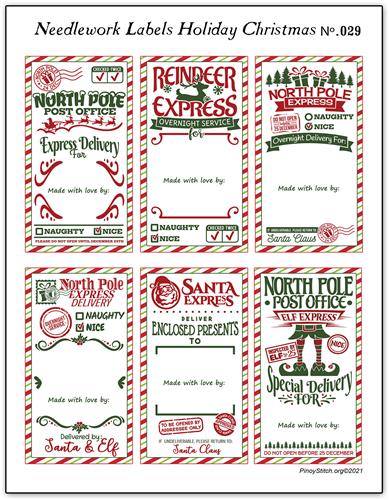 Needlework Labels Holiday Christmas No 029