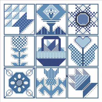 Blue - Cross Stitch Quilt Blocks