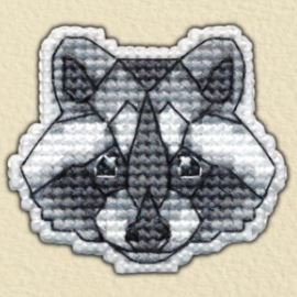 click here to view larger image of Badge - Raccoon (counted cross stitch kit)