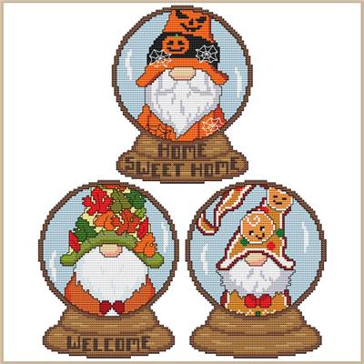 Monthly Gnome Snow Globes - October November December