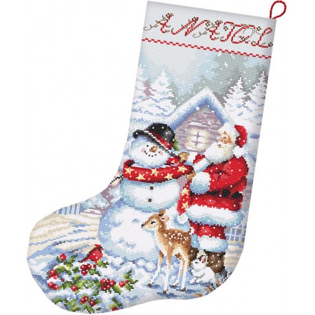 click here to view larger image of Snowman and Santa Stocking (counted cross stitch kit)