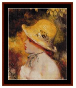 Girls in a Straw Hat (Small) - Renoir