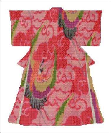 Kimono 0111 - Red Floral Swirl