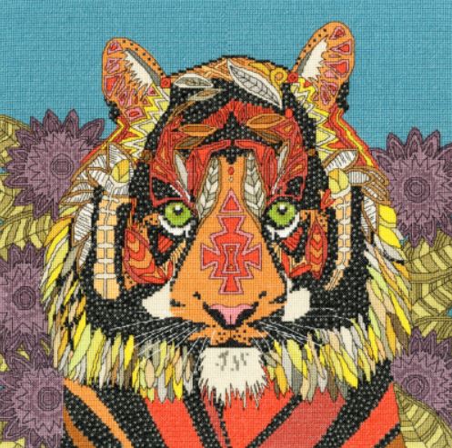 click here to view larger image of Jeweled Tiger (counted cross stitch kit)