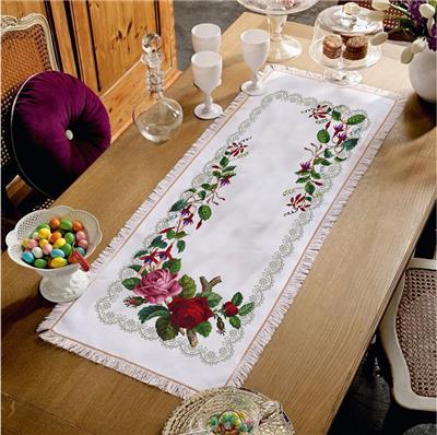 click here to view larger image of Roses and Fuchsia Table Cloth (chart)