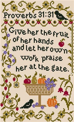 click here to view larger image of Give Her the Fruit of Her Hands Sampler (chart)