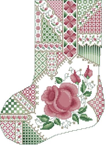 click here to view larger image of Crazy Rose Christmas Stocking (chart)