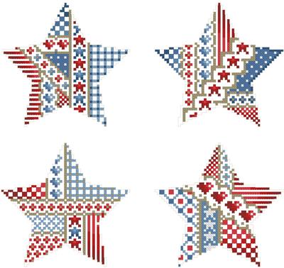 click here to view larger image of Crazy Patriotic Stars Ornaments (chart)