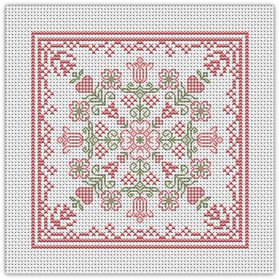 April Hearts Square with Dogwood and Tulips