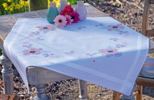 click here to view larger image of Pastel Flowers Tablecloth (printed linen)