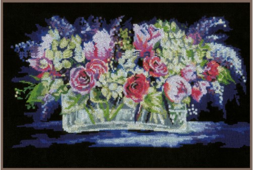 click here to view larger image of Roses and Lilacs (counted cross stitch kit)