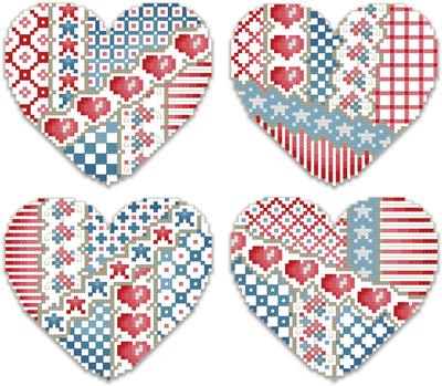 click here to view larger image of Crazy Patriotic Hearts Ornaments (chart)