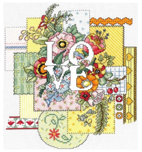 click here to view larger image of Love and Stitches - Mary Engelbreit (counted cross stitch kit)