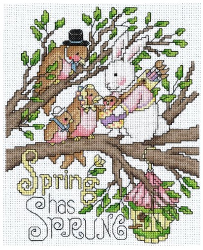 click here to view larger image of Spring has Sprung - Mary Engelbreit (counted cross stitch kit)