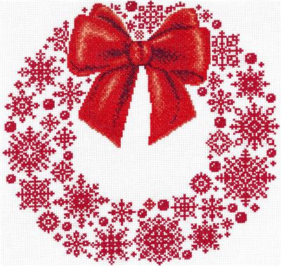 Redwork Snowflake Wreath - Ursula Michael