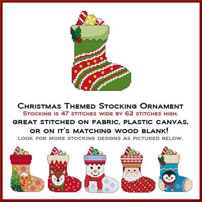 click here to view larger image of Christmas Stocking - Striped with Holly (chart)