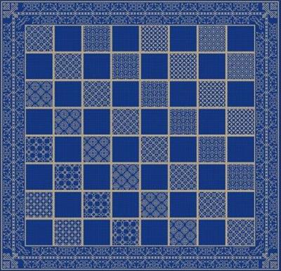 Chessboard - Blackwork - Light Thread on Dark Fabric