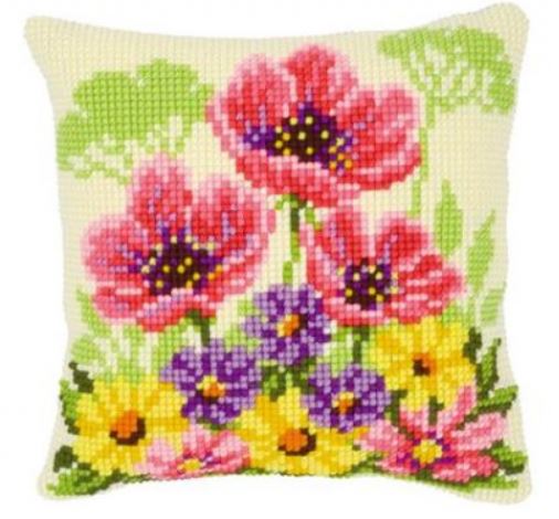 Flower Field Poppies Cushion