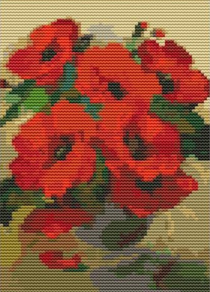 Poppies in a Vase (mini chart) (William Jabez Muckley)