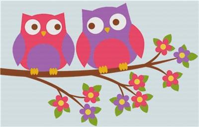Cute Owls on a Branch