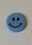 Button - Happy Face Large Light Blue