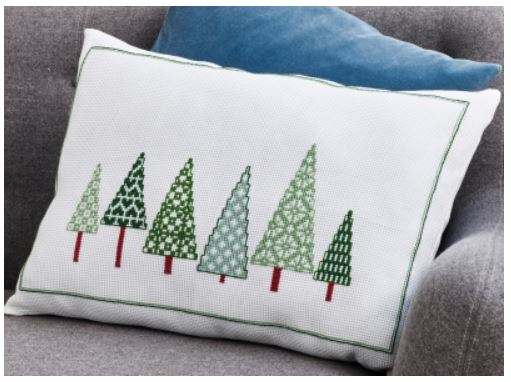 click here to view larger image of Christmas Trees Cushion (counted cross stitch kit)