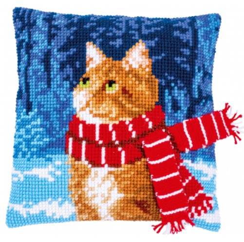 Cat with Scarf Cushion
