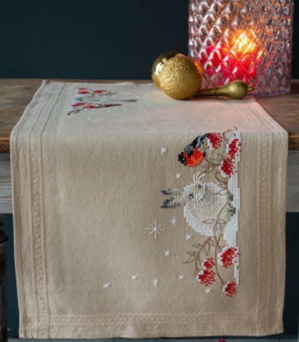 Snow Hare & Goldfinch Table Runner