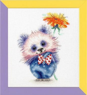 click here to view larger image of Panda with Flower (counted cross stitch kit)