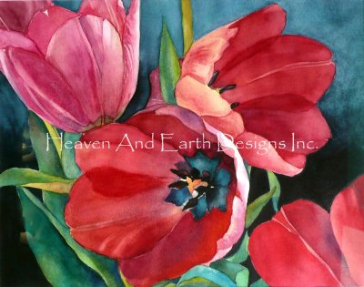 3 Red Tulips/Mini - Yvonne Hemingway