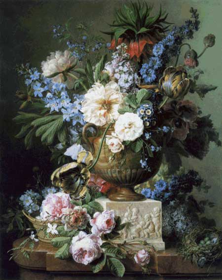 Flowers in an Alabaster Vase - Gerard Van Spaendonck