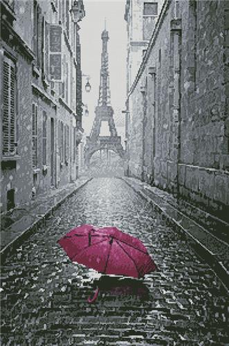 Pink Umbrella in Paris  
