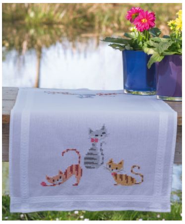 click here to view larger image of Striped Cats Table Runner (counted cross stitch kit)