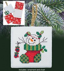 Christmas Pocket Ornament - Snowman in Stocking