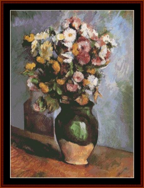 Flowers in a Olive Jar - Paul Cezanne
