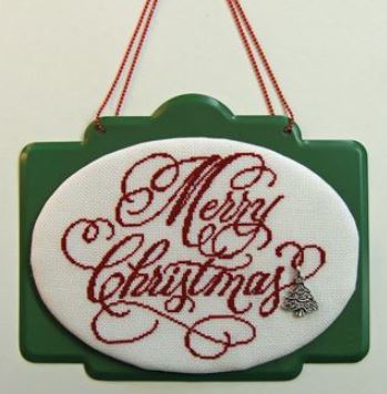 click here to view larger image of Merry Christmas Plaque w/Embellishment (chart)