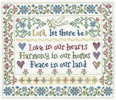 click here to view larger image of Love Harmony Peace - Sandra Cozzolino (counted cross stitch kit)