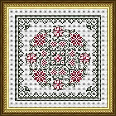 December Hearts Square with Poinsettias - Christmas