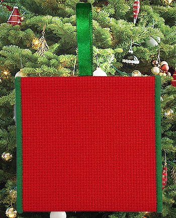 Banded Ornament -  14ct Red Aida w/Green Trim