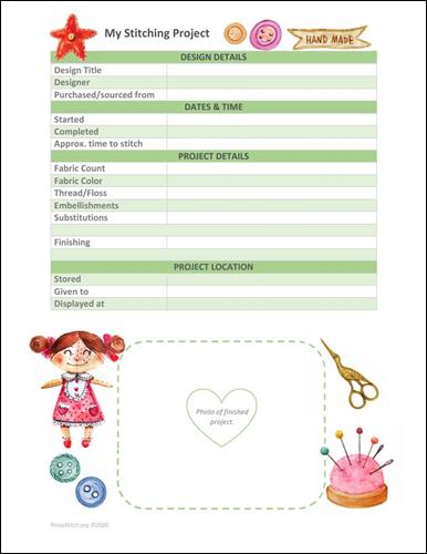 click here to view larger image of Cross Stitch Project Sheet - Stitch Watercolor (accessory)