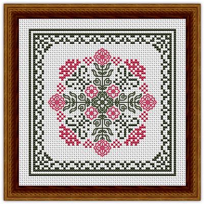 January Hearts Square with Pink Carnations