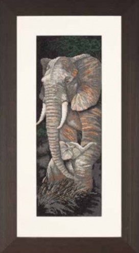 click here to view larger image of Elephant and Baby - Protective Care (14ct) (counted cross stitch kit)