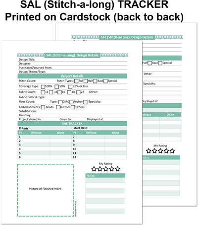 Cross Stitch Needlework SAL (Stitch-A-Long) Tracker Sheet
