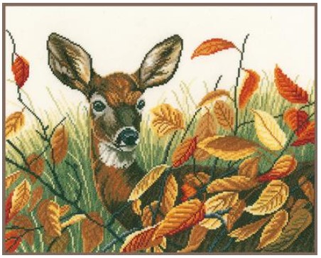 Deer in Autumn Leaves (14ct)