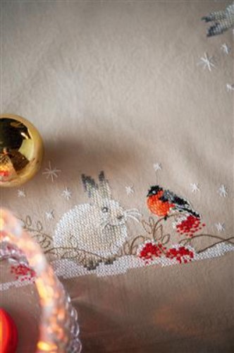 Snow Hare & Goldfinch Tablecloth