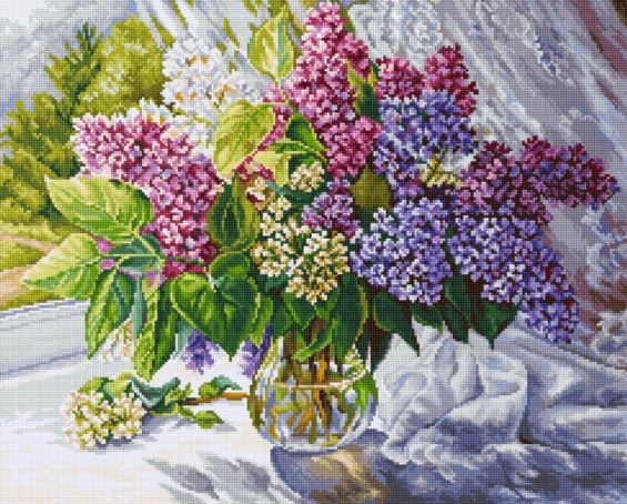 click here to view larger image of Lilac Bouquet (counted cross stitch kit)