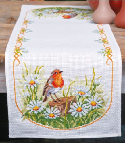 Daisies and Robin Table Runner